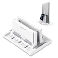 Miniatyrbillede 1 af 5: Justerbar vertikal bærbar computer stander til skrivebord, notesbogsholder med telefonholder, skrivebordsdock 3 i 1 pladsbesparende hvid