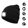 Miniatyrbillede 2 af 5: USB Genopladelig LED Hue, Håndfri 4 LED Lommelygte, Pandelampe Hue, Vinter Unisex Hue Hvid