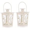 Miniatyrbilde 1 av 4: 2 stk hvite glasslykter for bakke/henging, bærbare glasslykter,