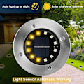 Miniatyrbillede 4 af 5: Solcelle gulvlamper, 12 LED sollamper til udendørs brug, have lamper 6000 K, Ip65 vandtæt, varm hvid (8 stk) 8\"