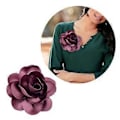 Pikkukuva 2 / 5: Tyylikäs rintakukka-asuste, muodikas satiinikukka-rintaneula, kaulusneula-koriste muotiharrastajille, ruusunpunainen rose Red