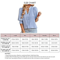 Miniatyrbilde 4 av 5: Dame Halv Erme V-hals Topp Elegant Moderne Ensfarget Puff Erme Elastisk Rynket Mansjett Skjorte Bluse (XLBlå) Blue XL