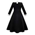 Miniatyrbillede 3 af 5: Wednesday Addams Cosplay Dansekjole Sæt Halloween Kostume til Piger (130 cm med paryk)