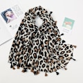 Miniatyrbilde 1 av 5: Leopardmønstret sjal for kvinner - Pashmina-sjal skjerf Charpe