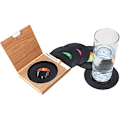 Miniatyrbillede 2 af 4: Sæt med 6 retro-glasunderlag til CD'er, sort, under glas, underlag, coas