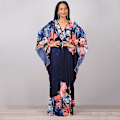 Miniatyrbillede 4 af 5: Dame Print Maxi Kjole Flagærme Strandkjole Plus Size Sommerkjole Badetøj Kaftan Cover-ups Dn0505