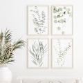 Miniatyrbild 1 av 5: Botanisk Boho Badrumsdekor Väggkonst Tryck, Ramlös Salviagrön