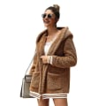 Miniatyrbillede 1 af 3: Dame Oversize Fleece Plysjakke Langærmet Cardigan Yderbeklædning Teddy Jakke（L Khaki）