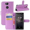 Miniatyrbillede 1 af 5: Litchi Tekstur Stand Læder Wallet Mobil Case til Sony Xperia XA2 - Lilla Purple