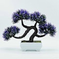 Miniatyrbilde 2 av 5: Kunstig potteplante dekor Simulering Bonsai Tre Furu Potte for Hjemmekontor (Lilla)