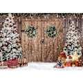 Miniatyrbillede 1 af 5: 7x5FT Polyester Stof Vinter Jul Rustik Lade Dør Pho