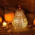 Silver Pumpkin Light Up Halloween Pumpkin Glow Glass Pumpkin Deco