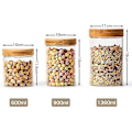 Miniatyrbillede 2 af 5: Sæt med 6 lufttætte glasbeholdere, 1360 ml + 900 ml + 600 ml opbevaringsglas til mad