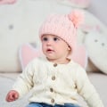 Pikkukuva 2 / 5: Vauvan neulehattu, jossa kaksi palloa, lasten hattu, syksyn ja talven lämmin hattu (vaaleanpunainen)
