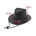 Miniatyrbilde 3 av 5: Western Cowboyhatt Solhatt Lær for Kostymetilbehør Ferie Utendørs Camping (svart)