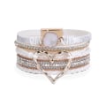 Miniatyrbillede 1 af 5: Kærlighed Flettet Armbånd Boheme Multi Lag Armbånd Læder Armbånd Hvid