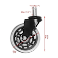 Miniatyrbilde 2 av 2: 2,5 tommer/3 tommer PU Universal Hjul C-klips Rullelager Svart Sterk Bæreevne Transparent Hjul Kontorstol Stille Hjul Salg