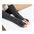 Miniatyrbillede 2 af 2: Vinter Kvinder Mode Arm Varme Fingerless Lange Handsker Halv Tommelfinger Hul Mitten