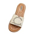 Miniatyrbild 5 av 5: Damtofflor Slip-on Sandaler Mjuka Strand Bekväma Öppen Tå Fest Fina Halkfria Sulor Mode Slides Dam Platt Sandaler (Vit Längd 23.5cm) White Length 23.5cm