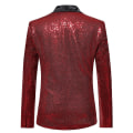 Miniatyrbilde 2 av 3: Herre Sequin Casual Blazer Fest Bryllup Høst Vinter Vanlig Frakk Casual Jakke（M Vinrød）