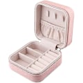 Miniatyrbillede 2 af 4: Læder Rejse Smykke Opbevaring Display Etui Bærbar Ørering Halskæde Opbevaringsboks (pink)