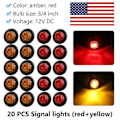 Miniatyrbillede 5 af 5: 20 stk. 3 LED 3/4\" runde sidemarkør indikatorlys, lastbilsignallys til 12v bil bus lastbil trailer
