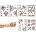 Pikkukuva 1 / 5: Väliaikaiset tatuoinnit, Henna-tatuoinnit Ruskeat punaiset tatuoinnit Tarrat Pitsi Väliaikaiset tatuoinnit Vedenpitävät vartalotatuoinnit Naisille Tytöille Kehon taidetta 6 arkkia