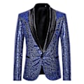 Miniatyrbilde 1 av 5: Herre Sequin Casual Blazer Fest Bryllup Høst Vinter Vanlig Frakk Casual Jakke（L Blå）