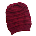 Miniatyrbilde 2 av 2: Vinterstrikket lue for kvinner, silkesatin-fôret chunky lue, myk stretchkabelstrikket varm slouchy lue (mørkerød)