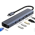 Miniatyrbild 1 av 5: Projektionsfunktion HDMI-kompatibel 4K 100W PD Hub 6-i-1 USB 3.0 Adapter RJ45 USB-C
