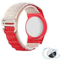 Pikkukuva 1 / 4: Nylonpunottu ranneke TPU-kotelolla ja näytönsuojalla Apple AirTag -seurantalaitteelle Buckle/Beige+Red