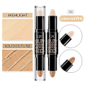Miniatyrbilde 2 av 2: Dobbeltsidig highlighter og konturstift sminke concealer sett for 3d ansiktsforming kroppssminke