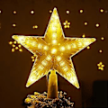 Miniatyrbild 5 av 5: Julgransstjärna med Ljus, Partydekoration Ornament för Inomhusscenlayout, Julgransdekor, Julklapp Warm 15.5cm