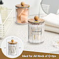 Miniatyrbillede 2 af 2: 4 stk. Q-tip-holderdispenser, 10 oz. klare plastikbeholdere til apotekerkrukker til forfængelighedsmakeup-arrangør