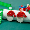 Miniatyrbillede 5 af 5: Julemand Julemand Julehat Hvidt Skæg Læder Glitter Jumpsuit Patchwork Øreringe