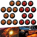 Miniatyrbillede 2 af 5: 20 stk. 3 LED 3/4\" runde sidemarkør indikatorlys, lastbilsignallys til 12v bil bus lastbil trailer