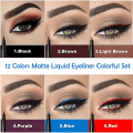 Miniatyrbild 2 av 3: 12 st Matte Flytande Färgad Eyeliner Set Färgglada Neon Eyeliner Pennor Regnbåge Eyeliner Penna Snabbtorkande Ögon Makeup Penna