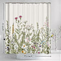 Miniatyrbillede 2 af 2: Blomstret bruseforhæng med pink blomster & grøn plante, Vaskbar 3D-print botanisk, Inkluderer 12 kroge, Til badeværelsesindretning 180 x 180 cm (71\" x 71\")