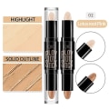 Miniatyrbild 1 av 2: Concealer Dubbelsidig Ansiktskonturering Stick Stereoskopisk Highlighter V-formad Skuggstift, Elfenben+mörk Curry（2）
