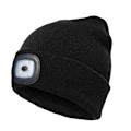 Miniatyrbillede 1 af 5: USB Genopladelig LED Hue, Håndfri 4 LED Lommelygte, Pandelampe Hue, Vinter Unisex Hue Hvid