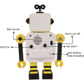 Miniatyrbild 3 av 7: Robotväckarklocka, rostfritt metall tyst väckarklocka med blinkande lysande ögon och roterande arm, present till barn (gul svart)