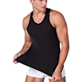 Miniatyrbillede 3 af 4: Ærmeløs tanktop til mænd, rund hals, slank pasform, blød bomuld, afslappet sportsvest til løb (LBlack) Black L