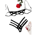 Miniatyrbild 5 av 5: Rem strippig sexig underkläder lapptäcke stålbygel underkläder bikini split openwork trepunkts underkläder set