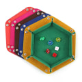 Miniatyrbillede 2 af 5: Dobbeltsidet terningbakke foldbar PU læder rektangel og orange fløjl terningholder til Dungeons and Dragons DG terninger Ding og andre bordspil