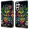 Miniatyrbild 1 av 5: Skal för Samsung Galaxy A16 5G/A16 4G TPU+PU Läder Flip Fodral Colorful Owl