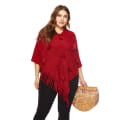 Miniatyrbillede 3 af 5: Rød, oversized blød Pashmina sjal kappe sweater - kashmir