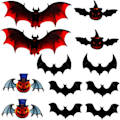 Pikkukuva 5 / 5: 12 värikästä 3D-lepakko Halloween-tarraa