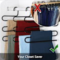Miniatyrbillede 2 af 5: Bukser Bøjle Multi-lag (4 Pak) S-stil Jeans Bukser Bøjle Skab Rustfrit Stål Rack Pladsbesparende Til Slips Tørklæde