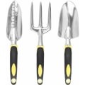 Miniatyrbilde 1 av 5: 3-delt hagesett, hageutstyr for voksne, aluminium hageutstyr med ergonomisk håndtak, ideelt for luking, løsning, omplanting, poding