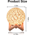 Miniatyrbillede 3 af 5: 1 lampe til soveværelset, HUAQINZM natlys til børn - Rattan kugle M